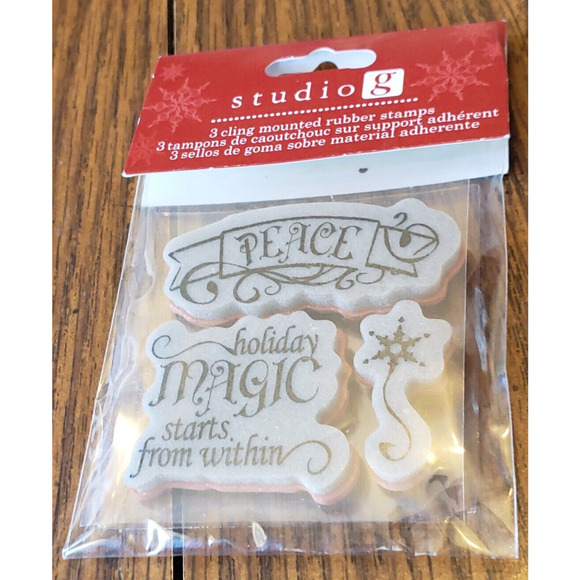 Studio G Holiday Christmas Theme 3 Pack Cling Mounted Rubber Stamps - Picture 1 of 5
